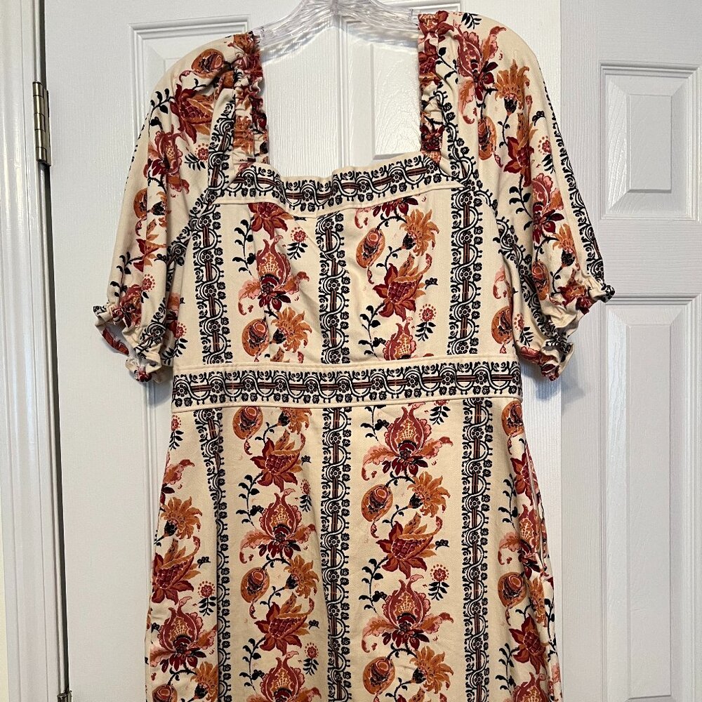 Spartina 449 100% Cotton Denim Printed Floral Dress size Medium